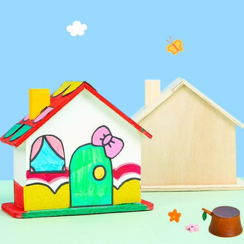 Unfinished DIY Painted Storage Jar DIY White Embryo House Mold Small House Piggy Bank Home Decor