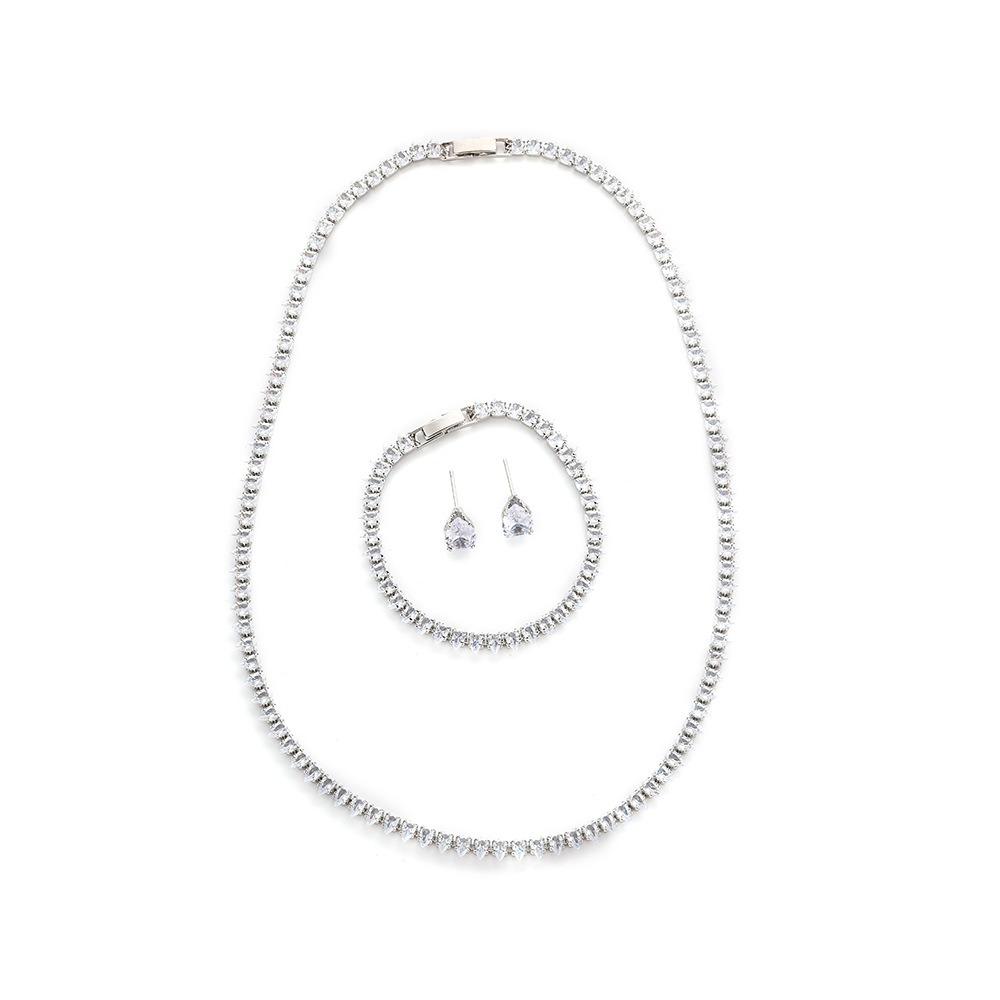 3Pcs/set Elegant Cubic Zirconia Jewelry Set Zirconia Wedding Accessories Set Bride