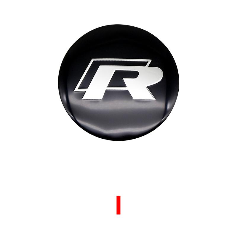 W134W1334Pcs For Volkswagen R-Line R GTI Polo Passat T5 Golf Scirocco 56mm Car Wheel Stickers Center Hub Cap Car Emblem Badge Decal