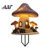 Outdoor Patio Decor Mushroom Hut Garden Stake, Whimsical Acrylic Yard Art Fairy Decorative Accents Tale Cabin Ornament for Lawn Flower Bed Plant