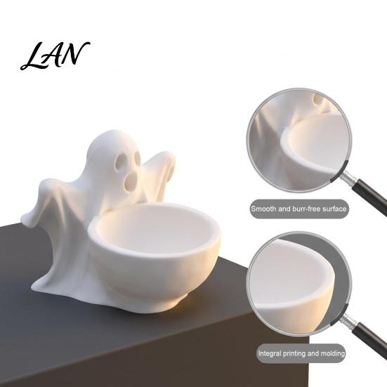 Funny Holiday Party Decorations 3D Printed Ghost Storage Ornament, Cute Candy Bowl, Halloween Desktop DIY Hand Painted Crafts Jewelry Holder, Creative