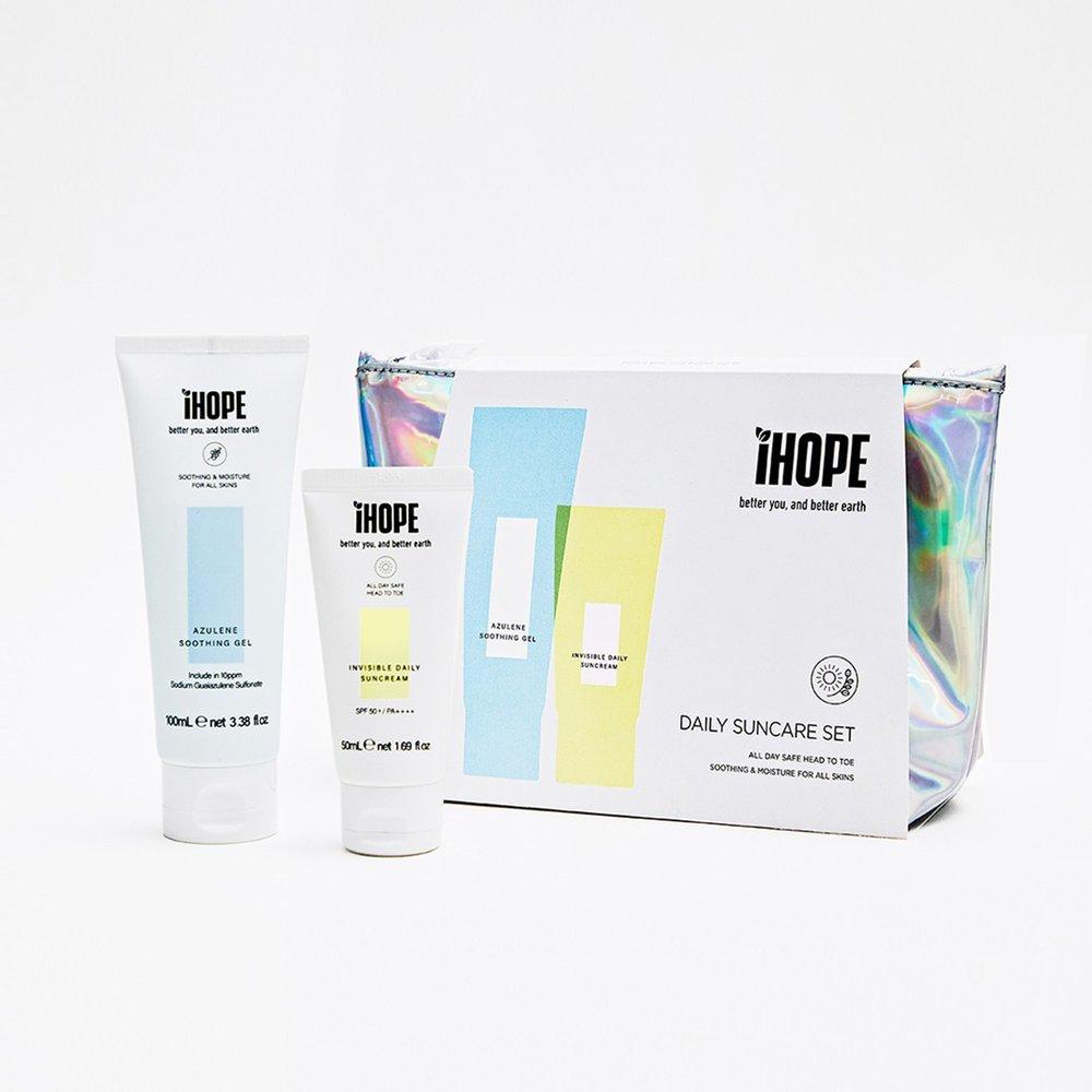 Успокаивающий гель IHOPEE Daily Sun Care 100 мл/Солнцезащитный крем: Набор 50мл