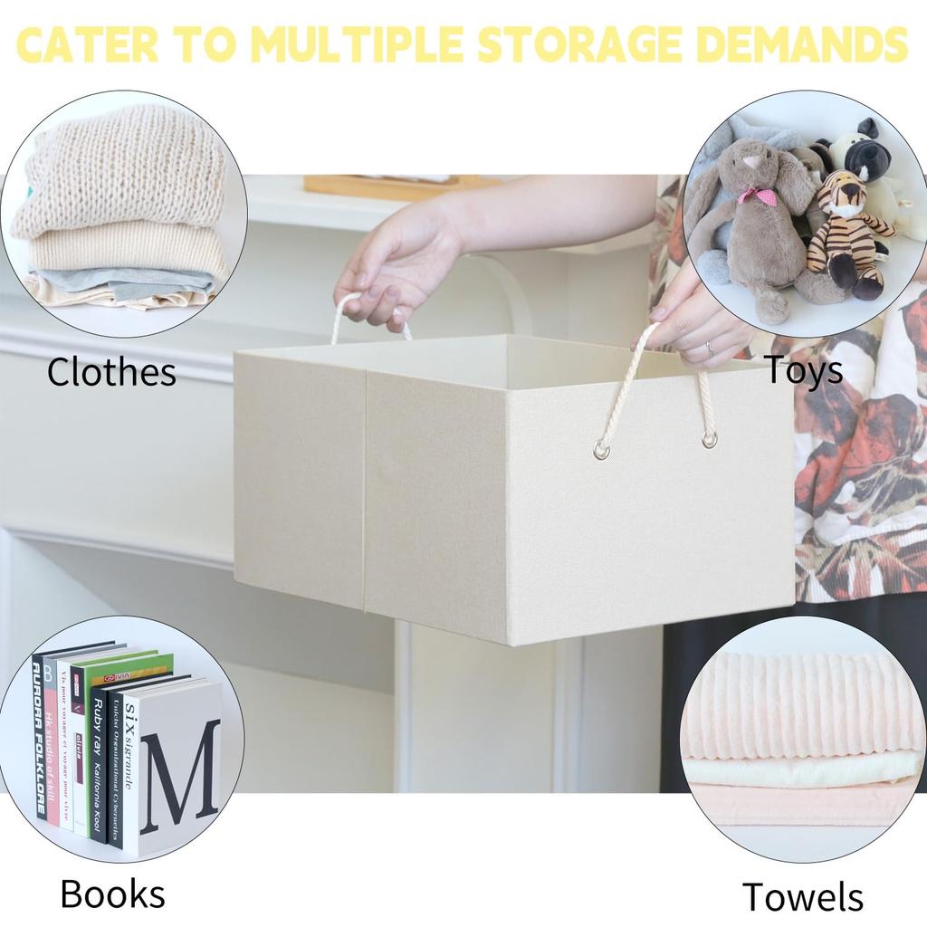 Fabric storage box with lid, large capacity, foldable, stackable, with handle, stylish design (36*50*22.5cm)