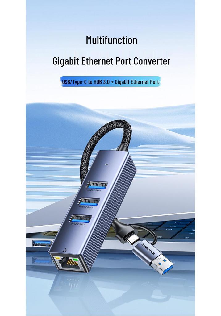 Адаптер Shan Ze USB-C к Ethernet: Док-станция с расширением портов RJ45 для ноутбуков