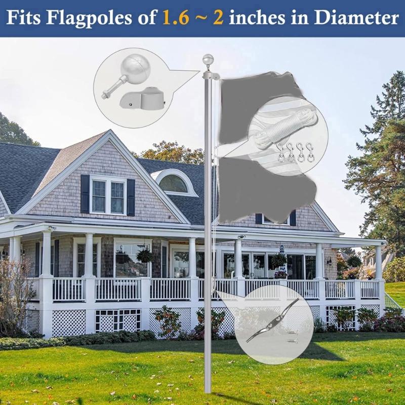 3Inch Aluminum Alloy Flagpole Ball With Locking Nut & 2Inch Nylon Pulley Flagpole Truck For 1.6-2Inch Outdoor Flag Poles