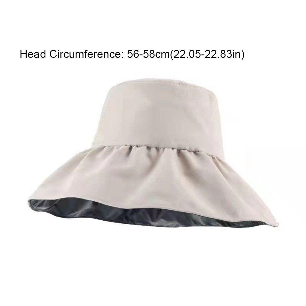 Solid Color Women Fisherman Hat Anti-Ultraviolet Foldable Wide Brim Sun Hat Adjustable Sunshade Sun Protection Hat