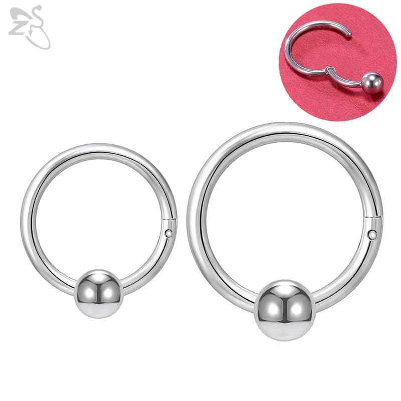 ZS 1 PC Round 316L Stainless Steel Nose Ring Men 16G Septum Clicker 8MM/10MM Punk Rock Ear Helix Septum Rings Piercing Jewelry