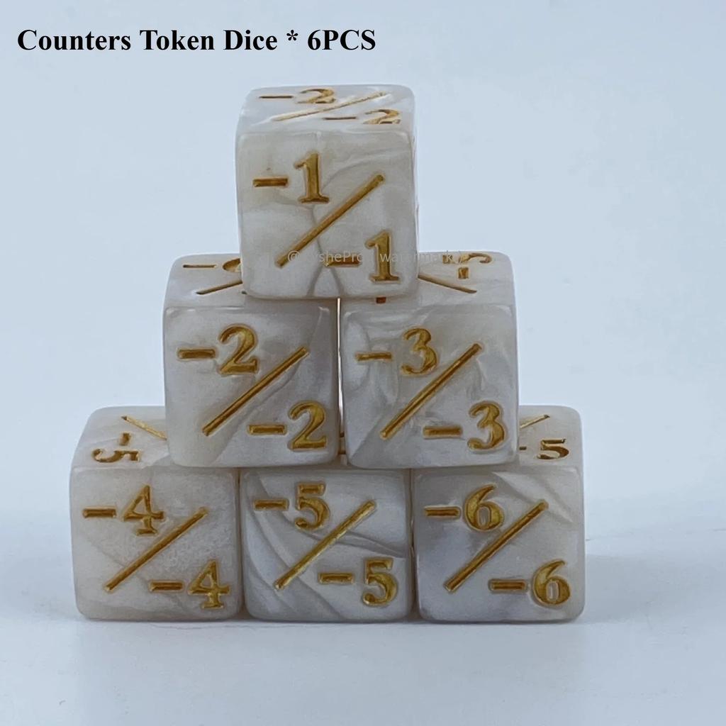 6pcs Counters Token Dice Compatible with Magic The Gathering Dices Cube Loyalty Counter Dice Set for MTG CCG DND PRG Card Gaming