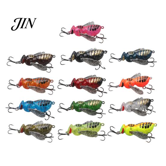 Hard Hornet Lure 5G/4.8CM Bionic Wasp Topwater Lure, Floating with Acoustic Fishing Bait Noise Steel Ball, Artificial Insect for Freshwater Saltwater