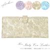 Made in Japan Arukan Made in Japan Genuine Leather Made in Italy Cowhide Floral Pattern Embossed Single Bundle Card Case Long Wallet Slim Claire Light