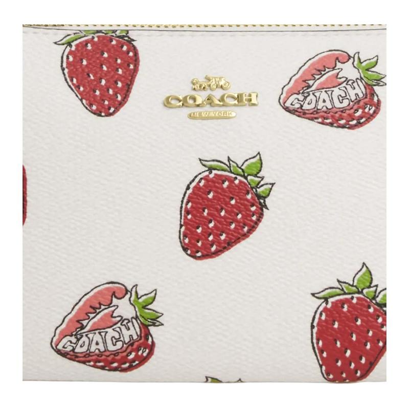 Coach Nolita 19 Сумка-клатч женская маленькая, искусственная кожа, металлическая микро-этикетка, принт клубники, смешанные цвета, цвет меловой белый