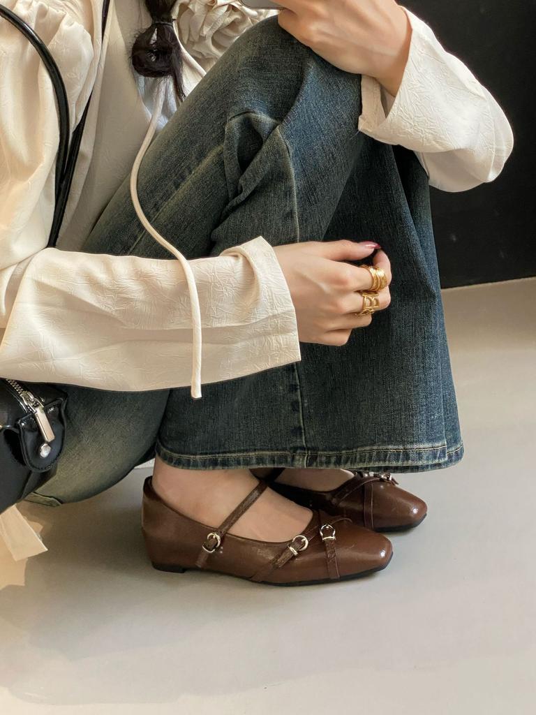 Cross-strap Retro Single Shoes Women's French Fashion Women's Shoes Soft Soles Are Not Tired, and the Feet Are Worn Outside. High-end Mary Jane Sh