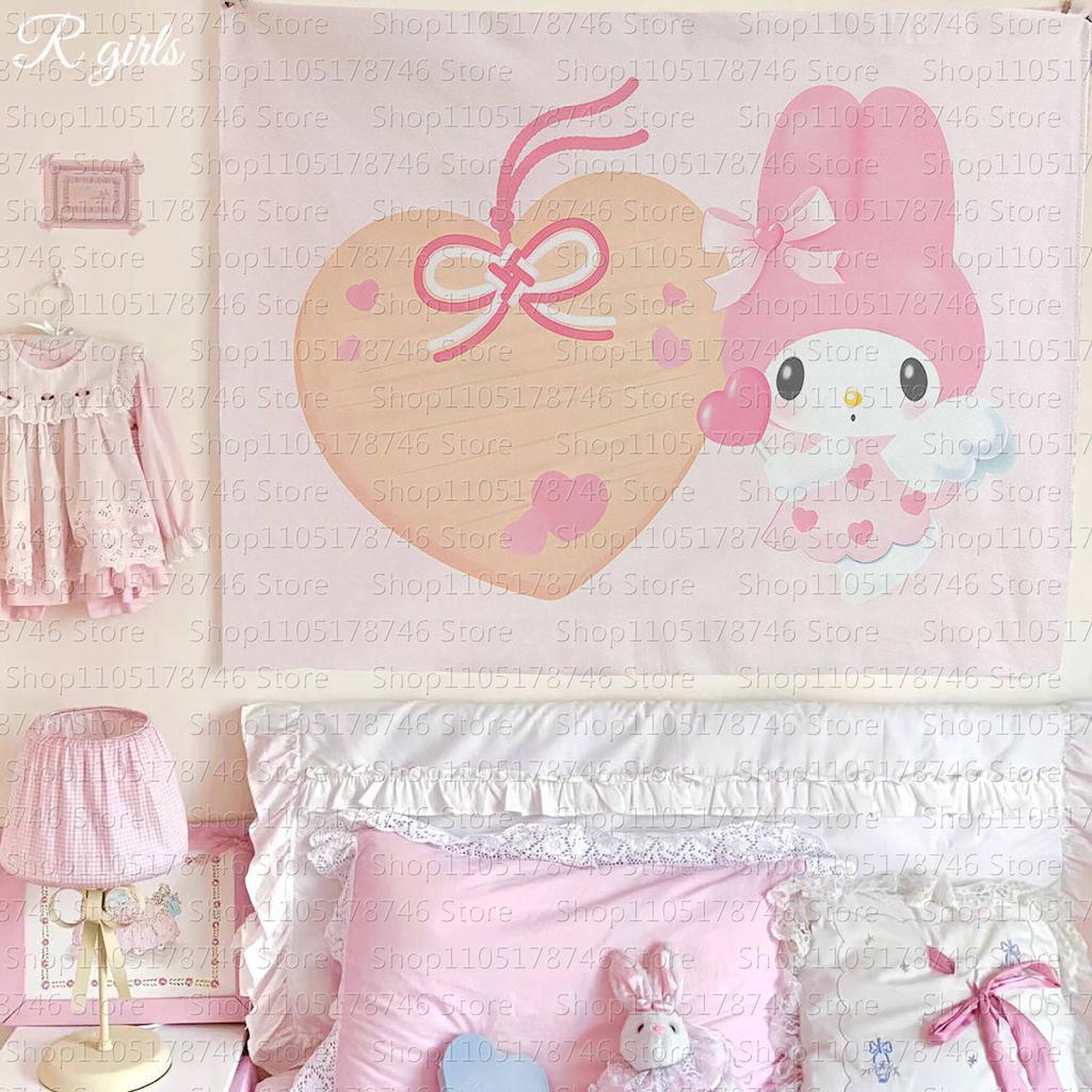 Sanrio Melody Tapestry for Living Room Sanrio Home Decoration Melody Personalized Gifts Decorative Tapestry Decorating Items