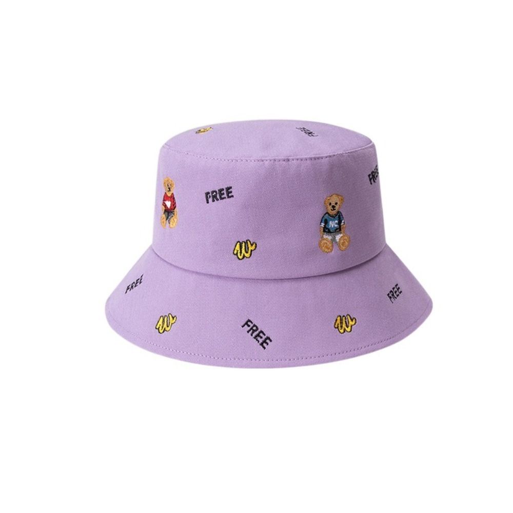 Little Bear Fisherman Hat Bear Print Sunshade Bucket Hat Leisure Flat Top Cap Men