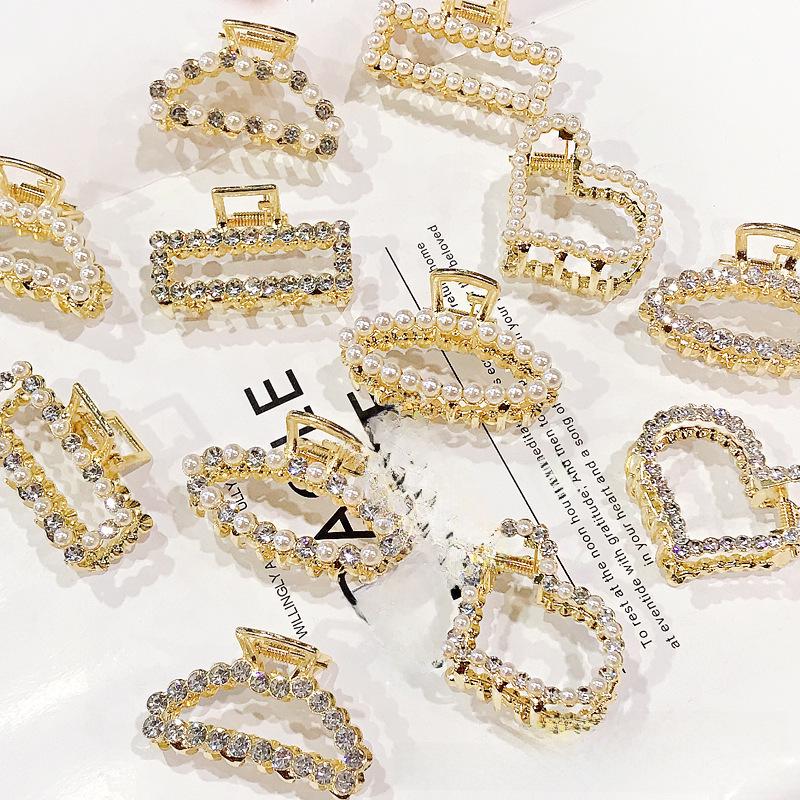 Корейская заколка для волос с жемчугом: Стильный зажим из сплава с гальваническим покрытием для женщин