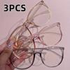 3pcs Women'S Set of Non-Prescription Glasses, New Retro Cat-Eye Frames