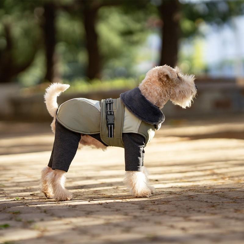 Warm Winter Dog Coat With High Collar Slim Fit Fleece Lined Pet Outerwear Cold Season