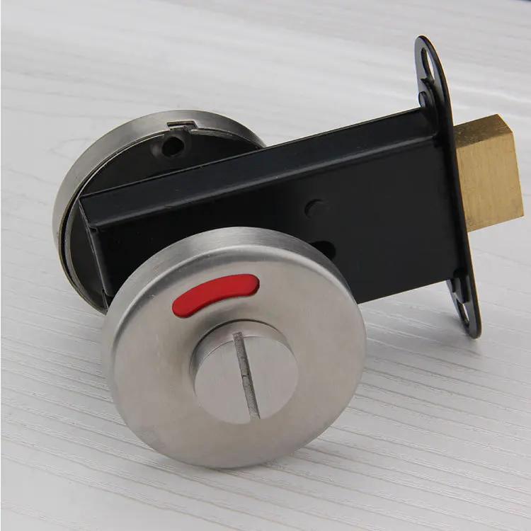 Bathroom Indicator Lock Commercial Keyless Door Lock Universal Barn Door Bolt Stainless Steel WC Toilet Door Lockset Knob