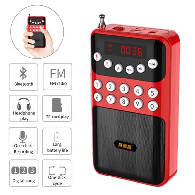 Портативный мини-радио FM-приемник, беспроводной Bluetooth-динамик, TF MP3-плеер с разъемом 3,5 мм, поддержка записи 18650, перезаряжаемый