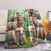 1PC Soft Cute World Print FlAannel Blanket, High quality Comfortable for All Seasons, Home Decor, Warmth and Comfort