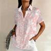 Summer Plus-size Casual Versatile Printed Short-sleeved Shirt for Women, Loose Fit, Flattering and Comfortable