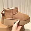 Womens Boots 2024 New Thick-soled Ankle Boots Comfortable Suede Warm Plush Home Zapatos Winter Casual Slip-On Women's Snow Boots
