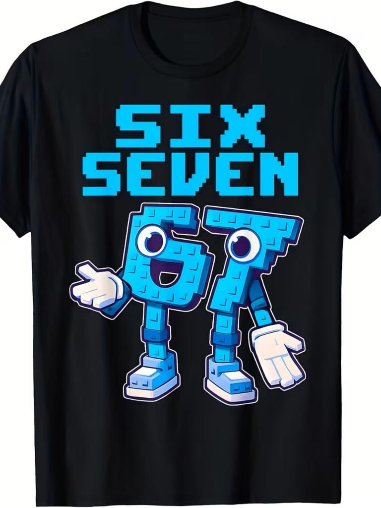 Boys 7th Birthday TShirt Number 67 Lightning Design Crew Neck Short Sleeve Party Outfit Suitable for 7YearOlds