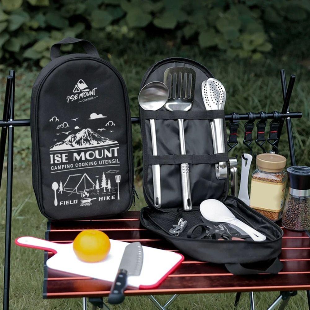 Hiking Utensil Set Storage Bag Picnic BBQ Tableware Organizer 2024 Cookware Carrying Case