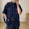 Японский ретро модный бренд летняя свободная джинсовая рубашка с короткими рукавами художественная молодежная рабочая рубашка мужская и женская многослойная куртка