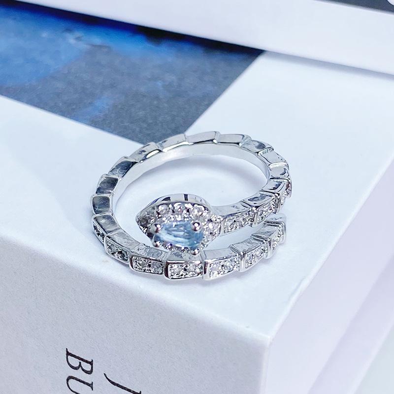 Sweet Light Luxury Zircon Super Flash Exquisite Open Ring Niche High-End Sense Stacking Wearing Colored Treasure Ring Women'S Model