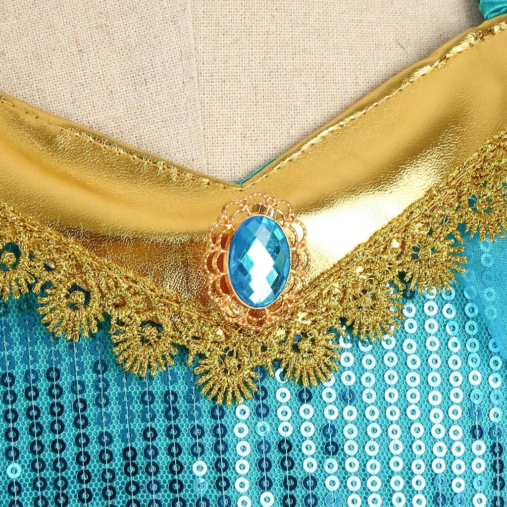 Jasmine Princess Dress for Girls Cosplay Aladdin Magic Lamp Costume Kids Halloween Birthday Carnival Party Vestidos 2-10T Outfit
