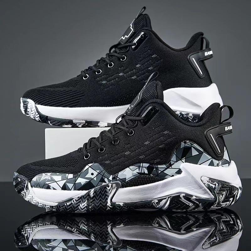 Platform Basketball Shoes Men's New Fly-woven Mesh Breathable Sports Shoes Outdoor Casual Running Shoes