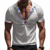 Mens Casual Loose Short Sleeve Printed Polo T Shirt