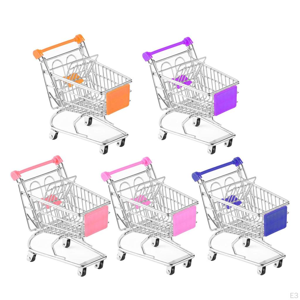 Kids Mini Shopping Cart for Role Play, Supermarket Handcart Toy, Storage Basket Children