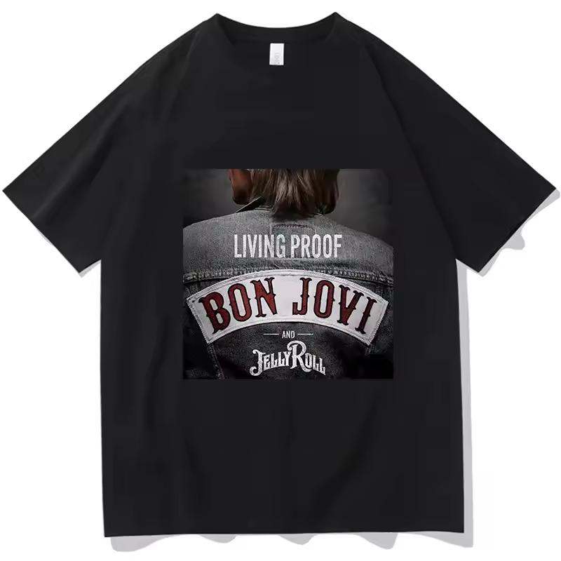 2026 Unisex Fashion Gift Cotton Crew Neck Casual Aesthetic T shirt, Bon Jovi Jelly Roll Life Proof Album Women And Men T shirt
