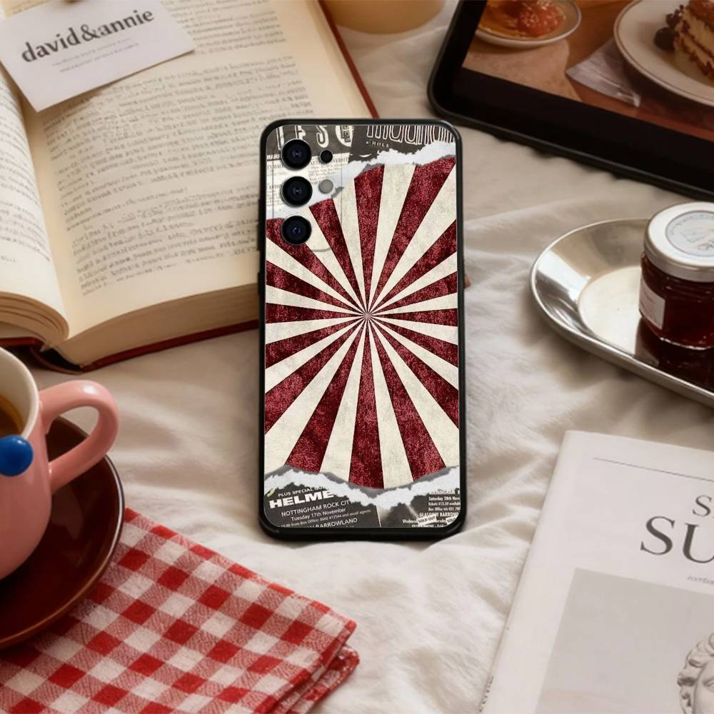 B-Burgundy W-White Stripe Phone Case For Samsung S 25,24,23,22,30,21,10,9,Ultra,Plus,Lite,FE,4,5 G Soft Black Case