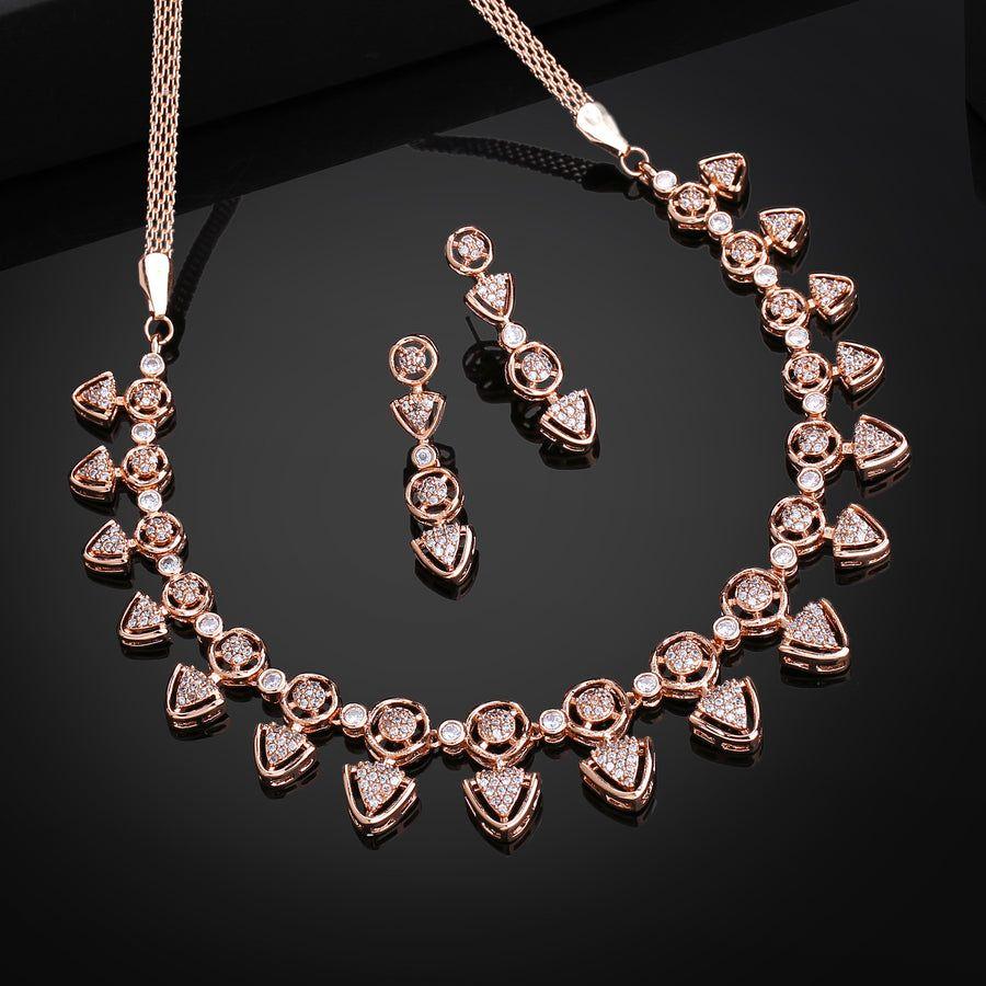 Комплект великолепного женского ожерелья Estele с покрытием из розового золота и CZ