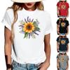 Women's Fashionable Round Neck Casual Retro Print Short Sleeved T-shirt Top