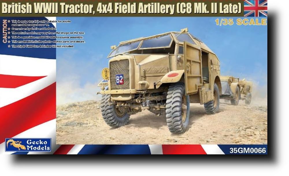 Gecko Model 1/35 Британский C8 Quad Mk.2 Поздняя модель 4x4 Полевой артиллерийский тягач Пластиковый набор GEC35GM0066