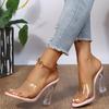 Fashion 2024  Summer  Jelly Sandals Open Toe High Heels Women Transparent Heel Sandal Slippers Clear Square Heel Slip-On Slide Zapatos