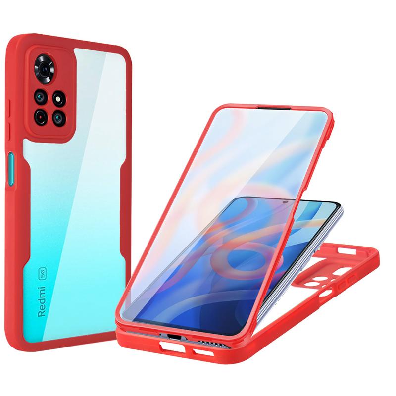 Двусторонний чехол для ПК с полной защитой на 360 градусов для XiaoMi Mi 11T RedMi Note 9s 9T 10 10S 11 11S Защитное стекло для экрана HD Прозрачная крышка для ПК спереди и сзади
