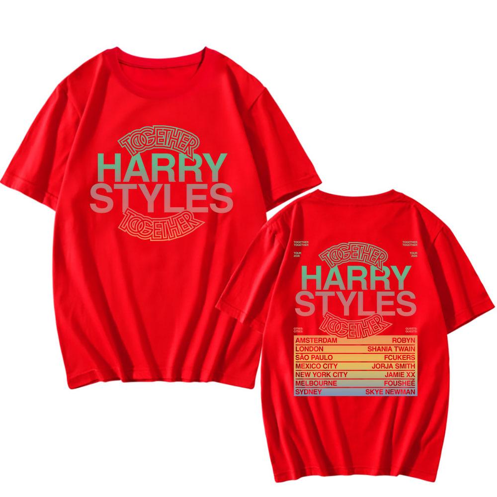 HarryStyles Together, Together Tour 2026 Футболки 100% Хлопок Летняя Короткий Рукав Унисекс Футболка Певец Графический Принт Футболки Мужские Топы смешные футболки