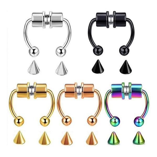 Fake Magnetic Horse Shoe Nose Rings Faux Septum Rings Fake Piercing Clip Titanium Nose Ring Hoop Gift for Women Gift