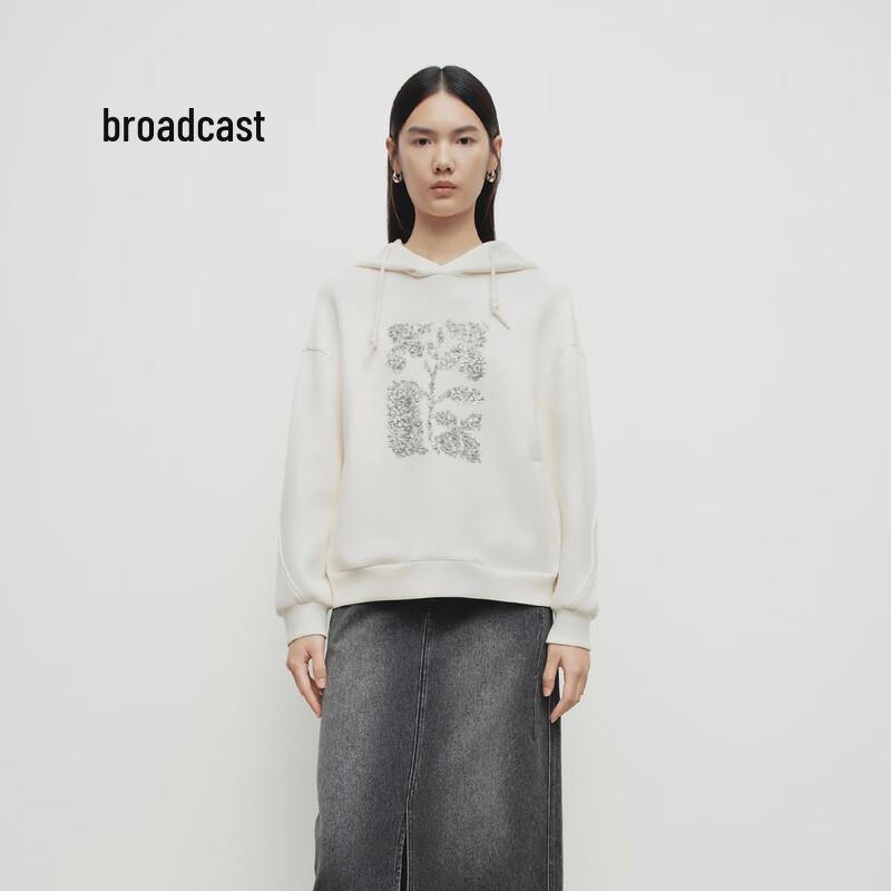 broadcast Women's Sequin Embroidered Hooded Sweatshirt