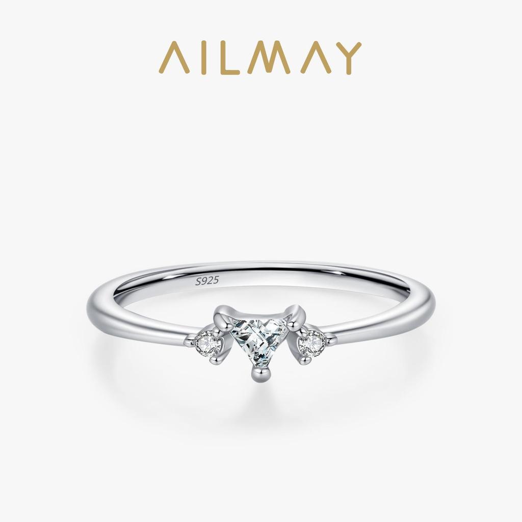 Кольцо из стерлингового серебра 925 пробы с треугольным цирконом: Женское кольцо с геометрическим дизайном, простое и модное.