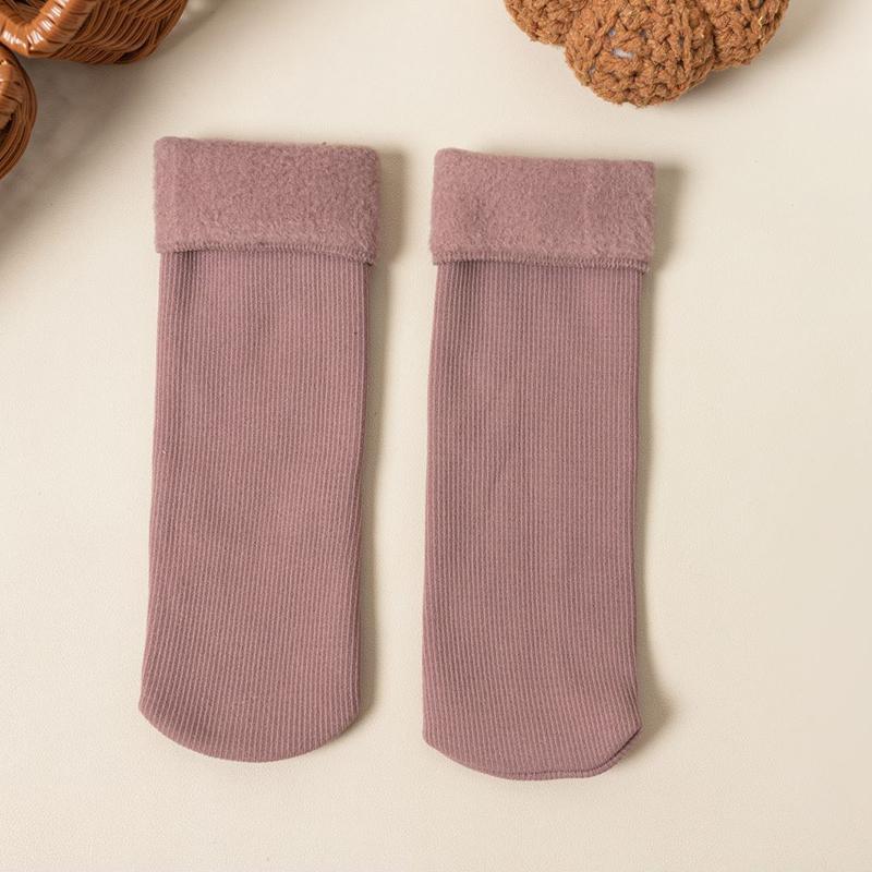 Female Winter Fleece Warm Socks Soft Comfortable Solid Color Home Floor Thick Stocking Soft Boots Sleeping Socks New