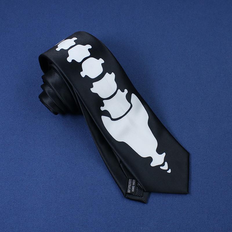 Бонд Спектр Джеймс Ролевая Игра Галстук с Принтом Скелета в Форме Стрелы Черно-Белый