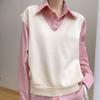 Autumn Women's Knitted Vest Korean Version V-neck Solid Color Pullover, Casual Shoulder Loose Outer Sleeveless Sweater
