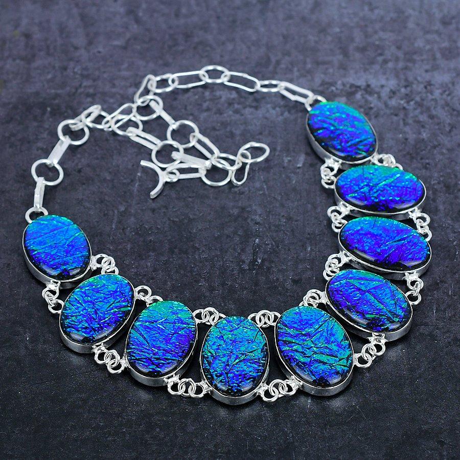 Ожерелье ручной работы из серебра 925 пробы с фиолетовым триплетным опалом, 18 дюймов, k4A87