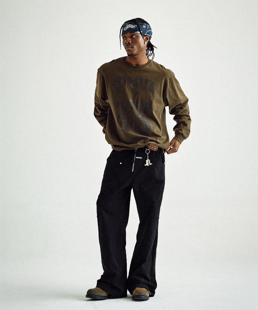 THEVINYLHOUSE Dyed Ls Tee Khaki